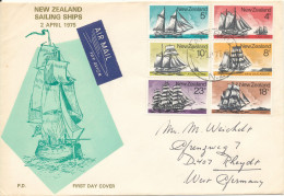 New Zealand FDC 2-4-1975 Sailing Ships Complete Set Of 6 With Cachet  (traces Of Gluing On The Back Side Of The Cover) S - FDC