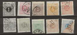 1874 USED Sweden Mi 1-10A Perf 14 - Postage Due