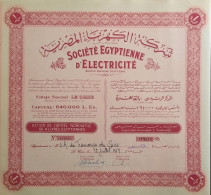 Société Egyptienne D'Electricité - La Caire - 1959 - Appartenant à S.A.des Tramways De Caire - 1 Action - Electricidad & Gas