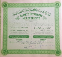 Société Egyptienne D'Electricité - La Caire - 1959 - Appartenant à 'Electrobel' - 1 Action - Elektriciteit En Gas
