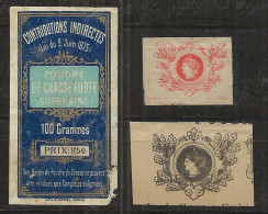 TIMBRES FISCAUX Rare POUDRES ET SALPETRE 100 GR BLEU Bonne Cote - Autres & Non Classés