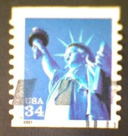 United States, Scott #3485, Used(o) Coil, 2001, Statue Of Liberty Definitive, 34¢, Blue, Black, And Silver - Gebraucht