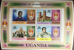 Uganda 1979 Catholic Church Centenary Freedom To Worship Minisheet MNH - Uganda (1962-...)