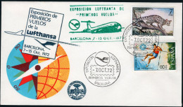 Barcelona - Edi O 2101+2106 - Mat Exp. Lufthansa - Primeros Vuelos - Barcelona" - Storia Postale