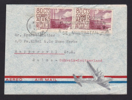 Mexico: Airmail Cover To Switzerland, 1954, 2 Stamps, Architecture (minor Damage, Cover Is Shortened) - Messico