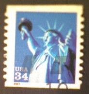 United States, Scott #3485, Used(o) Coil, 2001, Statue Of Liberty Definitive, 34¢, Blue, Black, And Silver - Usados