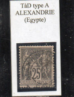 BFE - N° 97 Obl TàD Type 84 Alexandrie (Egypte) - 1898-1900 Sage (Tipo III)