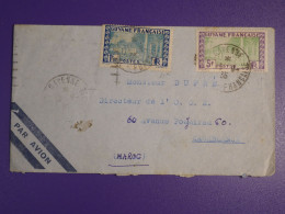 DN6 GUYANNE FRANCAISE BELLE  LETTRE   RARE DESTINATION  1936  A CASABLANCA MAROC +VIGNETTE ++ AFFRANCH. INTERESSANT+++ - Cartas & Documentos