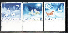 LATVIA LETTLAND LETTONIA LATVIJA 2001 CHRISTMAS NATALE NOEL WEIHNACHTEN NAVIDAD COMPLETE SET SERIE COMPLETA MNH - Lettonie