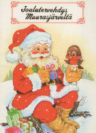 SANTA CLAUS ANIMALS CHRISTMAS Holidays Vintage Postcard CPSM #PAK639.GB - Santa Claus