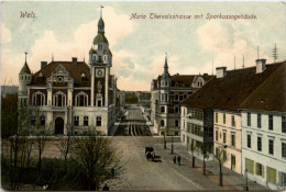 Wels - Maria Theresienstrasse Mit Sparkassengebäude - Wels