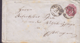 Württemberg Postal Stationery Ganzsache DREI KREUZER, CRAILSHEIM 1863 ESSLINGEN (Arr. Cds.) (2 Scans) - Entiers Postaux