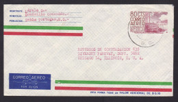 Mexico: Stationery Airmail Cover To USA, 1950s?, Architecture (minor Damage, See Scan) - Mexique