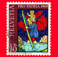 SVIZZERA - Usato - 1969 - Pro Patria - Vetrata - Cattedrale Di Basilea - San Cristoforo - 30+10 - Oblitérés
