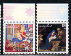 GERMANY GERMANIA ALLEMAGNE 2001 CHRISTMAS WEIHNACHTEN NATALE NOEL COMPLETE SET SERIE COMPLETA MNH - Neufs