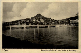 Jena, Paradiesbrücke Mit Der Saale Und Hausberg - Jena