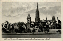 Ulm, Donaupartie An Der Alten Stadtmauer Und Münster - Ulm