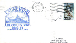 USA ETATS UNIS PLI DU NAVIRE U S S ARLEIGH BURKE AT PORTLAND 1989 - Cartas & Documentos