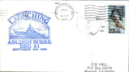 USA ETATS UNIS PLI DU NAVIRE U S S ARLEIGH BURKE AT PORTLAND 1989 - Storia Postale