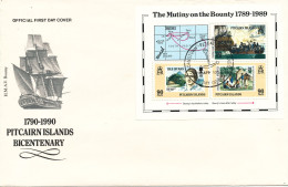 Pitcairn Islands FDC 28-4-1989 H.M.A.V. Bounty Souvenir Sheet 3 X 90 Cents The Mutiny On The Bounty - Pitcairneilanden