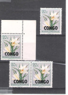 Republic Of  Congo 1960 Flower Set Overprinted CONGO 3 Listed Plate Faults MNH ** - Neufs