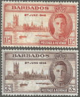 Barbados. 1946 Victory. MH Complete Set. SG 262-263. M4066 - Barbades (...-1966)