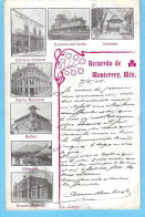 Recuerdo De Monterrey, Mexico-Mexique-1905-Libreria-Banco-Banos-Escuela Normal-Obispado-Alameda-Estacion Del Golfo.... - Mexiko