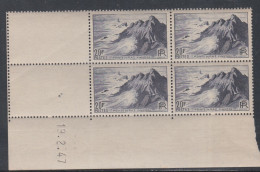 France  N°  764  XX  Pointe Du Raz  En Bloc De 4 Coin Daté Du 19 - 2 - 47  Sans Charnière  TB - 1940-1949