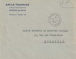France Alsace Ambulant St Louis à Mulhouse Sur Lettre En Franchise Postale 1956 - Storia Postale