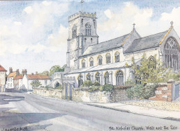 Postcard - Art - Janet Beckett - St. Nicholas Church - Wells-Next-The-Sea - VG - Unclassified