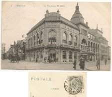 OOSTENDE Het Nieuwe Theater, Ostende Le Nouveau Théâtre_1909 Timbre 1c DEPART BRUGES (STATION)_CPA - Oostende