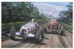 Manfred Von Brautschisch (Mercedes) Et Tazio Nuvolari (Alfa) Au Nurburgring En 1935 - Artiste:Benjamin Freudenthal - CPM - Grand Prix / F1