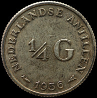 LaZooRo: Netherlands Antilles 1/4 Gulden 1956 XF Scarce - Silver - Niederländische Antillen