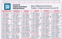 Calendarietto - SAI - Società Assicuratrice Industriale - Torino - Anno 1997 - Klein Formaat: 1991-00