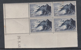 France  N°  764  XX  Pointe Du Raz  En Bloc De 4 Coin Daté Du 26 - 3 - 48  Sans Charnière  TB - 1940-1949