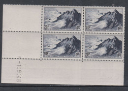 France  N°  764  XX  Pointe Du Raz  En Bloc De 4 Coin Daté Du 1 - 9 - 48  Sans Charnière  TB - 1940-1949