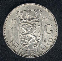 Niederlande, 1 Gulden 1955, Silber, XF+ - 1948-1980: Juliana