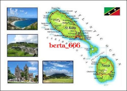 Saint Kitts And Nevis Islands Country Map New Postcard * Carte Geographique * Landkarte - San Cristóbal Y Nieves