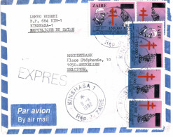 Zaïre Enveloppe En Express Par Avion écrite De Kinshasa Vers Bxl - Other & Unclassified