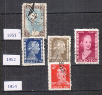 Argentine - 1951 - Carte Sud Amérique Et Antartique - Eva Péron - 5 Timbres - Gebruikt