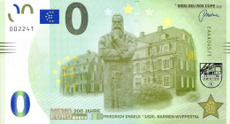 0-Euro MEMO EAAA 045/1 FRIEDRICH ENGELS *1820 BARMEN-WUPPERTAL - Private Proofs / Unofficial