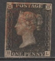 1840 - RARE YVERT N°1 BLACK PENNY OBLITERE (LEGER PELURAGE) - COTE = 325 EUR - Used Stamps
