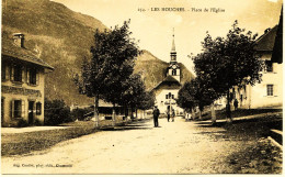 3395 - Hte Savoie -  LES  HOUCHES : Place De L'Eglise - Poste, Télégraphe,Téléphone  à Gauche  - CIRCULEE En 1922 - Les Houches