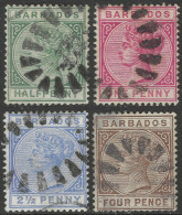 Barbados. 1882-86 Queen Victoria. 4 Used Values To 4d. SG 89etc. M4067 - Barbades (...-1966)