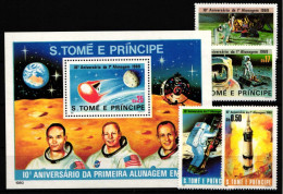 Sao Tome E Principe 646-649 Und Block 45 Postfrisch Raumfahrt #HP568 - São Tomé Und Príncipe