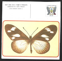 Butterfly. Entire Postcard S. Tomé And Príncipe. Crenis Boisduvali Insularis. Falcon And Parrot. Vlinder. Valk Papagai - Papillons