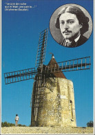 *CPM  - 13 - FONVIELLE - Le Moulin De A. Daudet Et Le Portrait Du Poète - Fontvieille