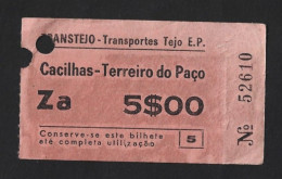 Transtejo Boat Ticket From Cacilhas, Almada / Terreiro Do Paço, Lisbon. Cross The Tagus River. Transtejo-bootticket Vanu - Europa