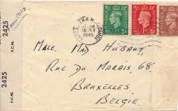 COVER RAF  1945  WWII - OPENED BY EXAMINER    R.A.F. A. SINGER - LANCASTER TO BRUXELLES BELGIE - Lettres & Documents