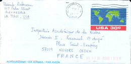 USA ETATS UNIS AEROGRAMME DE ALEXANDRIA  POUR LA FRANCE 1984 - Briefe U. Dokumente